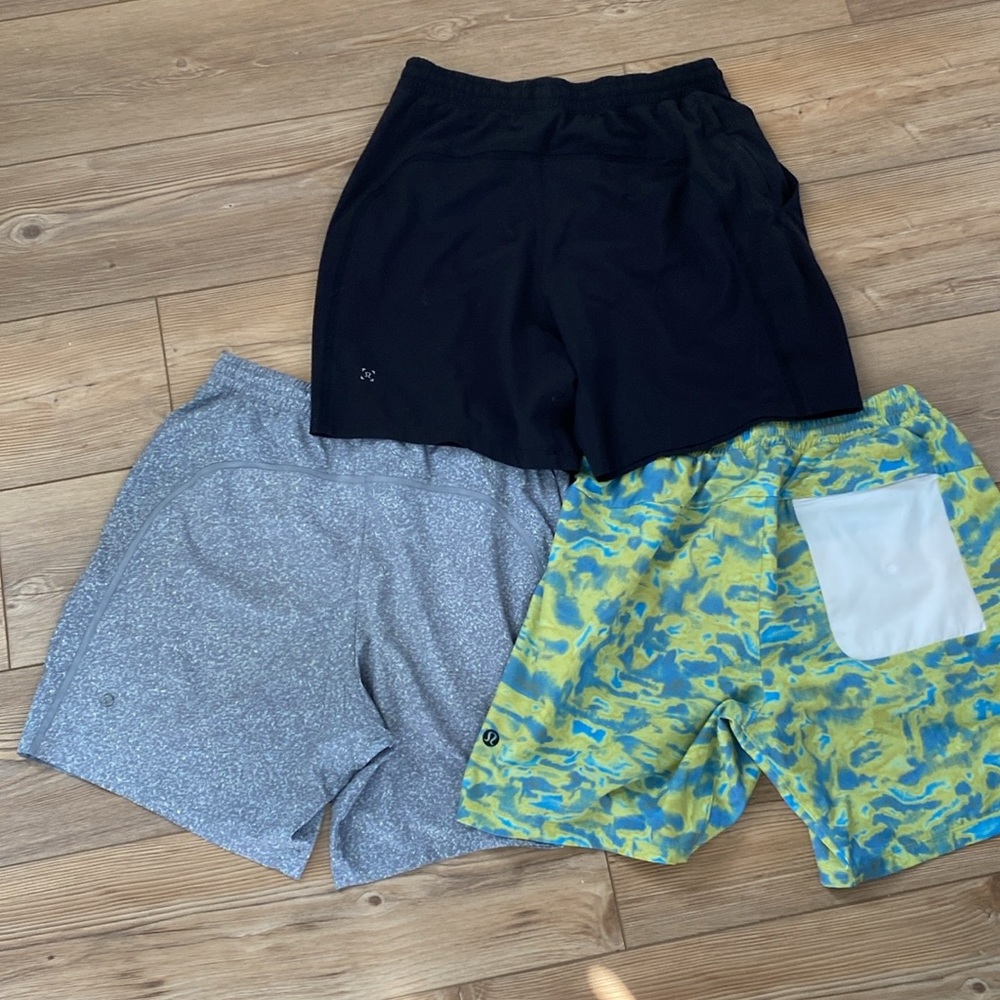 Lululemon 3x Shorts | 2 Pace Breaker Gym Shorts + 1 Cross Channel Swim Trunks M